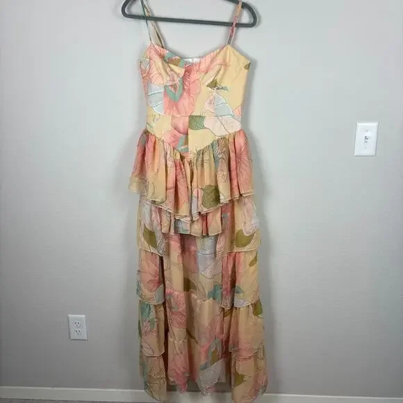 The Dolls House Dolce Dress Medium Boho Sexy Floral Chiffon Corset Bodice Pastel - Picture 2 of 9